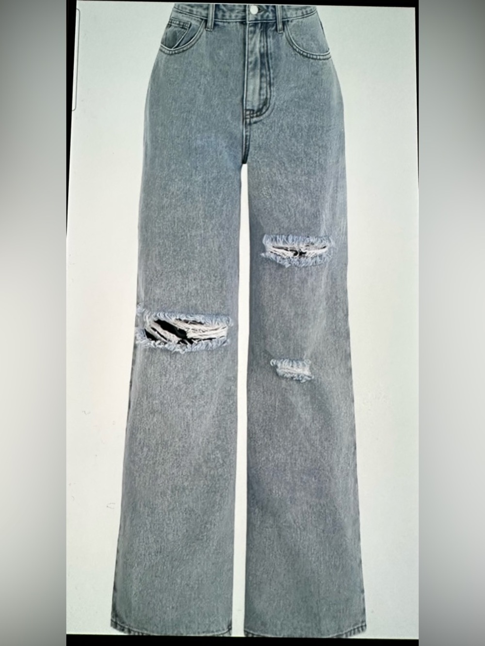 Cider Women’s Distressed Mid Rise Wide Leg Jeans Size Large